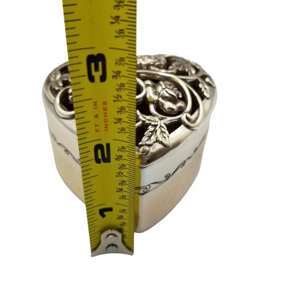 Brighton Heart Shaped Jewelry Trinket Box With Intricate Floral Design HTF - Picture 13 of 15